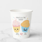 Cupcake oder Stud Muffin Gender Reveal Pappbecher (Rückseite)