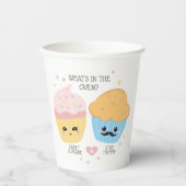 Cupcake oder Stud Muffin Gender Reveal Pappbecher (Vorderseite)