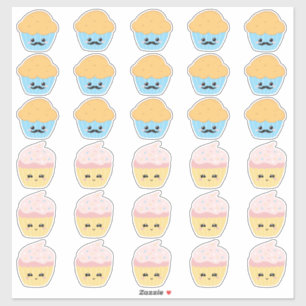 Cupcake oder Stud Muffin Gender Reveal Party Aufkleber