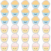Cupcake oder Stud Muffin Gender Reveal Party Aufkleber (Vorderseite)
