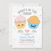 Cupcake oder Stud Muffin Gender Reveal Party Einladung (Vorderseite)