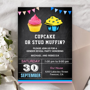 Cupcake oder Stud Muffin Gender Reveal Party Einladung