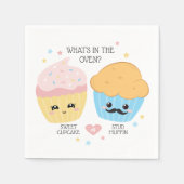 Cupcake oder Stud Muffin Gender Reveal Serviette (Vorderseite)