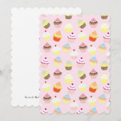 Cupcake Party Flat Grußkarte Einladung (Vorne/Hinten)