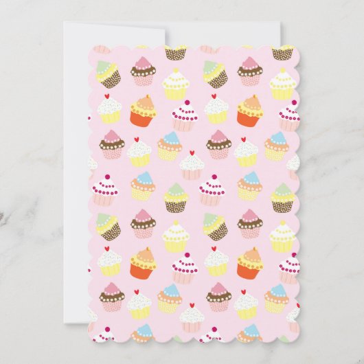 Cupcake Party Flat Grußkarte Einladung (Vorderseite)