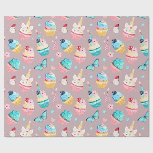 Cupcake Party Geschenkpapier (Flach)
