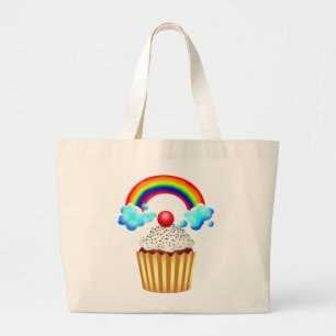 Cupcake-Party mit Regenbogen und Sprinklen Jumbo Stoffbeutel