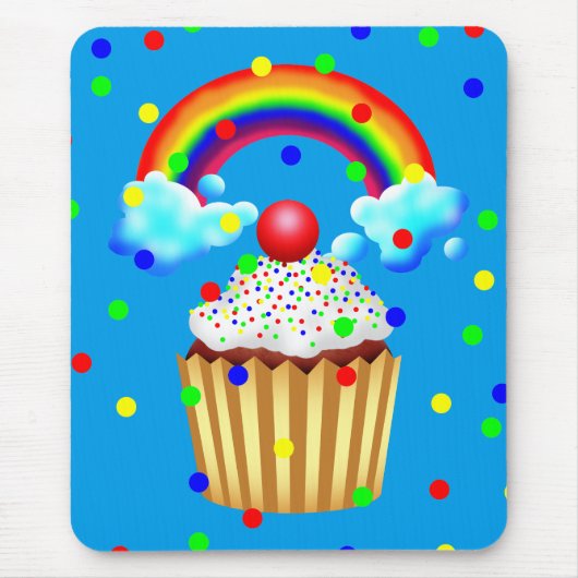 Cupcake-Party mit Regenbogen und Sprinklen Mousepad (Vorne)