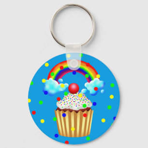 Cupcake-Party mit Regenbogen und Sprinklen Schlüsselanhänger