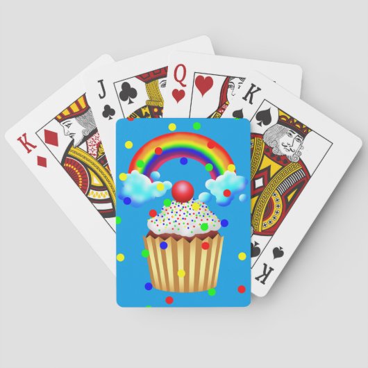 Cupcake-Party mit Regenbogen und Sprinklen Spielkarten (Rückseite)
