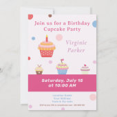 Cupcake Party Rosa Geburtstagseinladung Einladung (Rückseite)