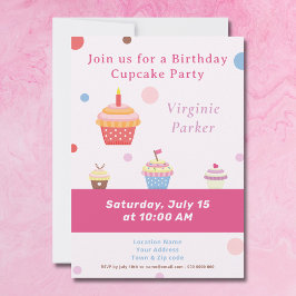 Cupcake Party Rosa Geburtstagseinladung Einladung