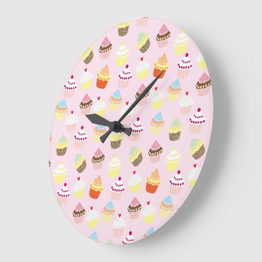Cupcake Party Wall Clock Große Wanduhr (Winkel)