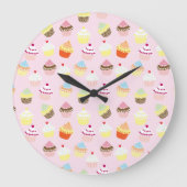 Cupcake Party Wall Clock Große Wanduhr (Vorderseite)