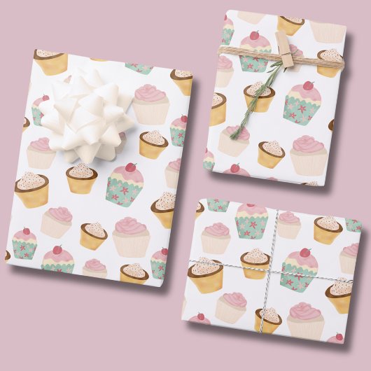 Cupcake Pattern Geschenkpapier Set