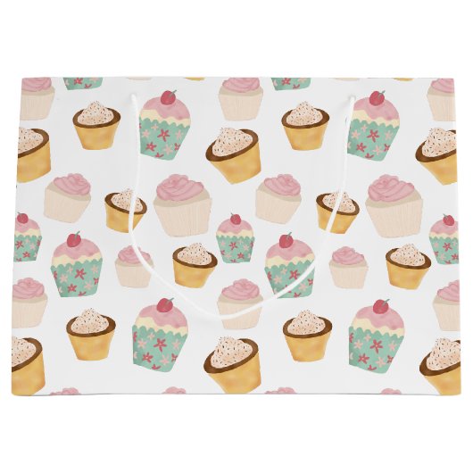 Cupcake Pattern Große Geschenktüte (Vorderseite)