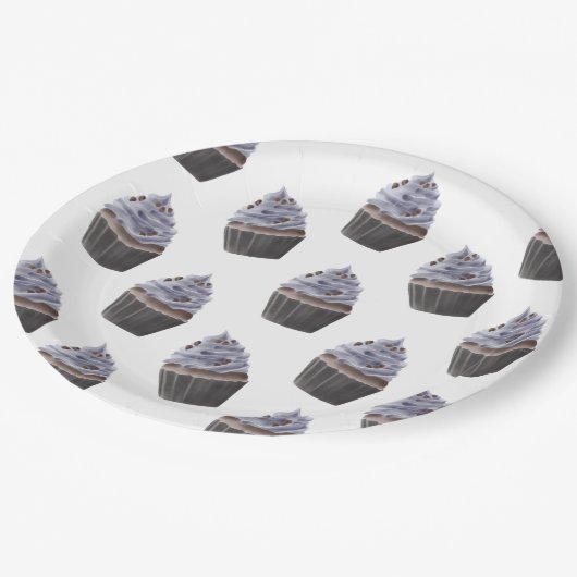 Cupcake Pattern Pappteller (Schrägansicht)