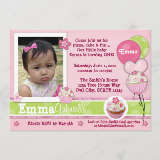 Cupcake Pink Einladung ADORABLE (Foto)