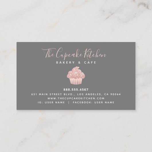Cupcake Pink Glitzer Tropfen Weißes Bäckerei Kondi Treuekarte (Rückseite)