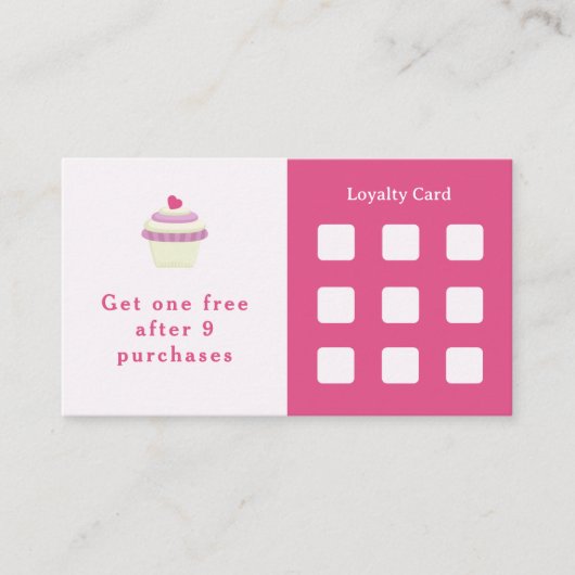 Cupcake Pink Loyalty Card Visitenkarte (Vorderseite)