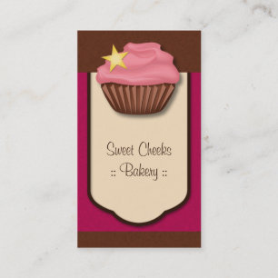 Cupcake Pink Magenta Braun Vertikale Visitenkarte