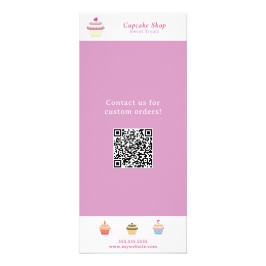 Cupcake Pink Menu & Price List Rack Card Werbekarte (Hinten)