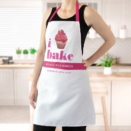 Cupcake Pink Red Gold Bake Modern Bold Typografy Schürze