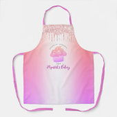 Cupcake Pink Rose Glitzer Bäckerei Rainbow Ombre Schürze (Vorderseite)