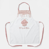 Cupcake Pink Rose Glitzer Tropfen Bäckerei Kondito Schürze (Vorderseite)