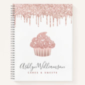 Cupcake Pink Rose Gold Glitzer Tropfen Bäckerei Ko Notizblock (Vorderseite)