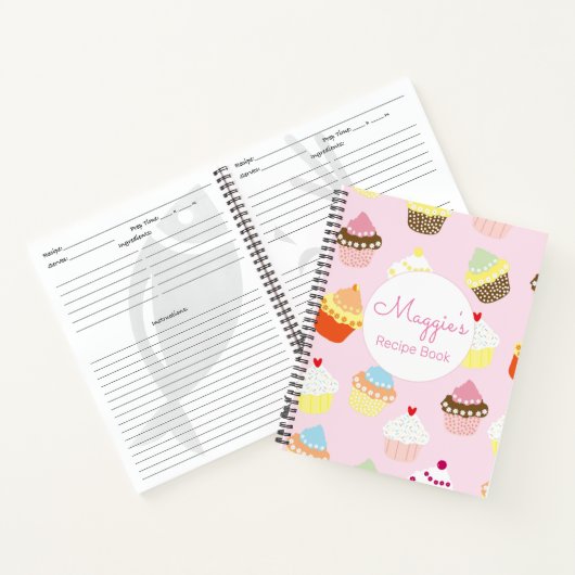 Cupcake Pink Spiral Rezept Notebook Custom Notizblock (Innenseite)