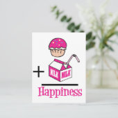Cupcake Plus Milchglücklichkeit Postkarte (Stehend Vorderseite)