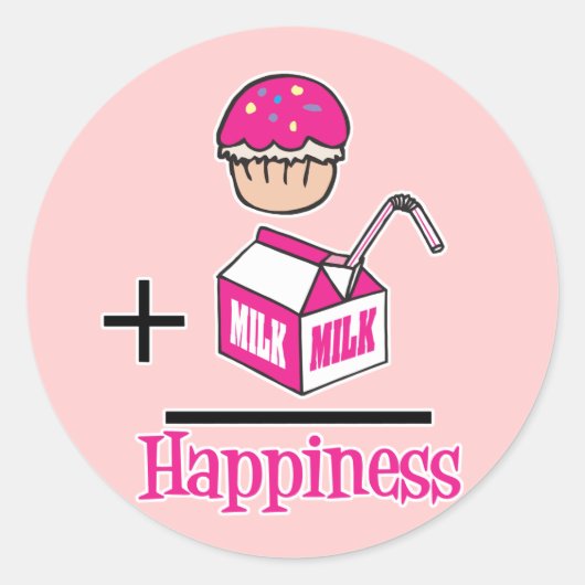Cupcake Plus Milchglücklichkeit Runder Aufkleber (Vorderseite)