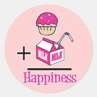 Cupcake Plus Milchglücklichkeit Runder Aufkleber