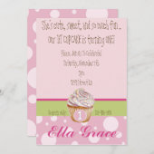 Cupcake & Polka Dots - grün Einladung (Vorne/Hinten)