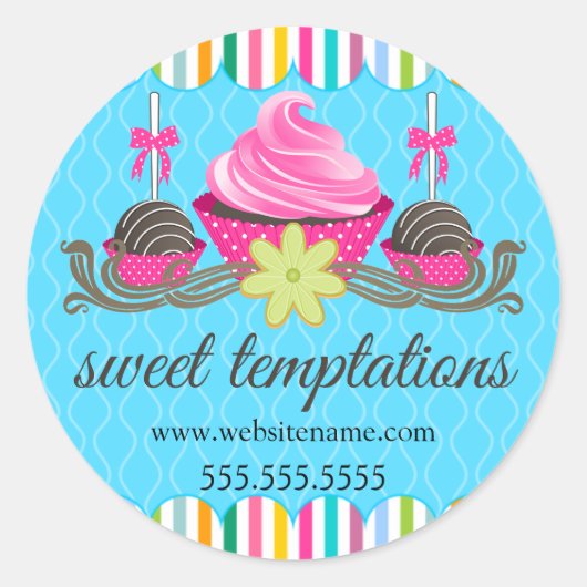 Cupcake Pops Keks Backwaren Box Siegel Runder Aufkleber (Vorderseite)