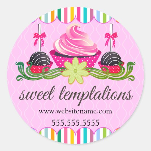 Cupcake Pops Keks Backwaren Box Siegel Runder Aufkleber (Vorderseite)