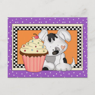 Cupcake Puppy-Cartoon-Postkarte Postkarte