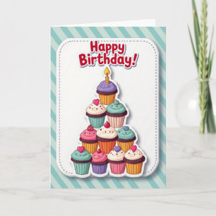 Cupcake-Pyramide-Geburtstagskarte Karte