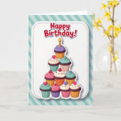 Cupcake-Pyramide-Geburtstagskarte Karte (Gelbe Blume)