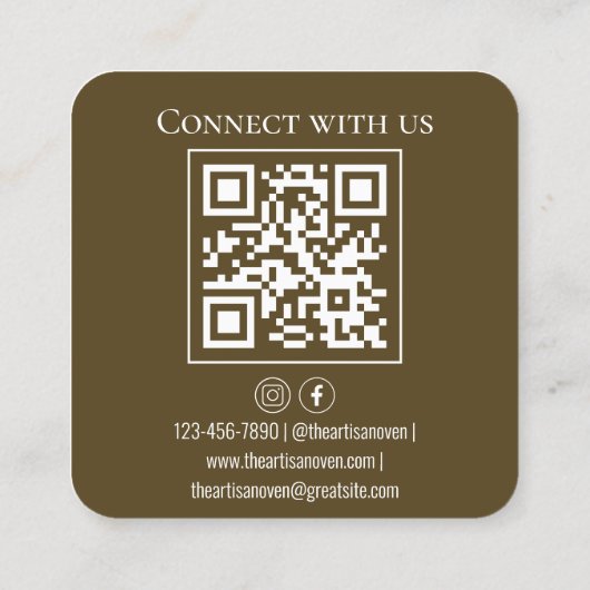 Cupcake QR Code Olivenbäckerei Quadratische Visitenkarte (Rückseite)