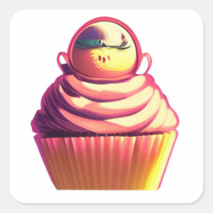 Cupcake Quadratischer Aufkleber