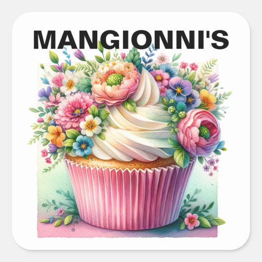 Cupcake Quadratischer Aufkleber (Vorderseite)