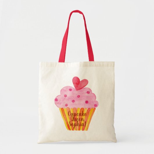 Cupcake Queen Wasserfarbe - NAME - Tragetasche (Vorne)