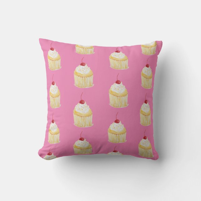 Cupcake Rainbow Sprinkles Throw Kissen (Vorderseite)