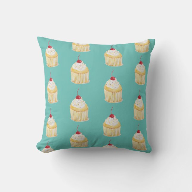 Cupcake Rainbow Sprinkles Throw Kissen (Vorderseite)