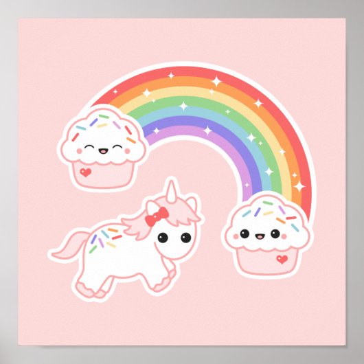 Cupcake Rainbow Unicorn Poster (Vorne)