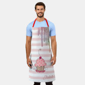 Cupcake, Regenbogen-Glitzer-Tropfen, Streifen Schürze (Getragen)