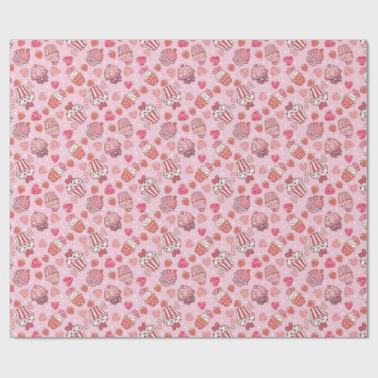 Cupcake Retro Valentine's Wrapping Paper Geschenkpapier (Flach)