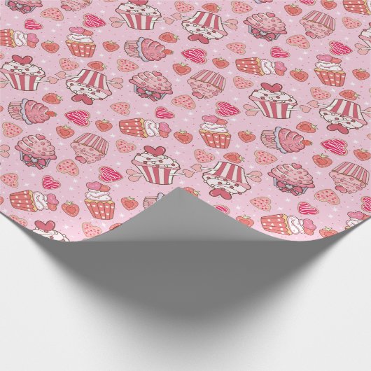 Cupcake Retro Valentine's Wrapping Paper Geschenkpapier (Ecke)